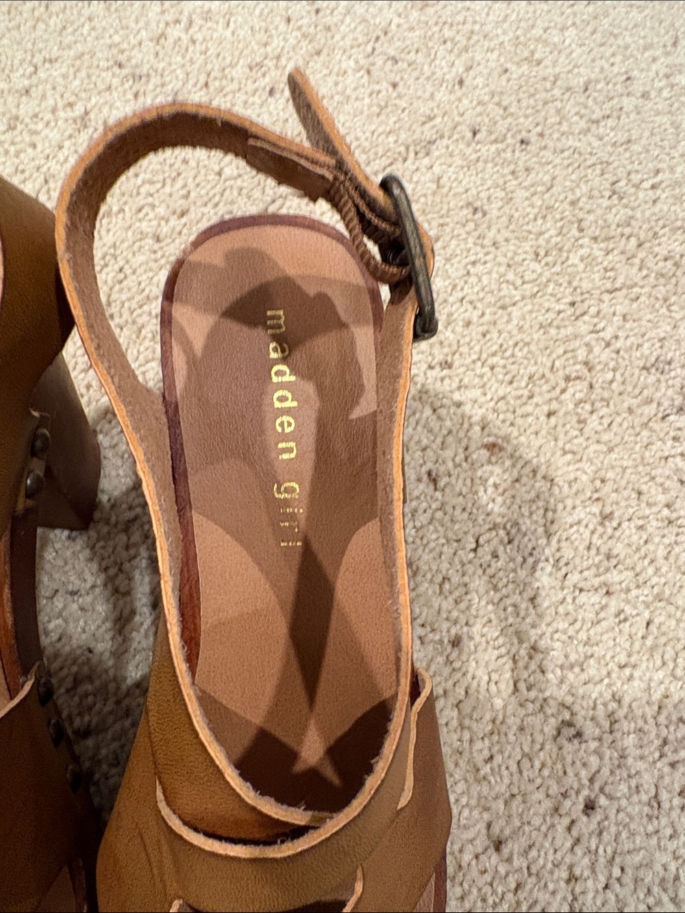 Madden Girl Tan Crisscross Wedge Sandals - Picture 2 of 4